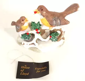 Porcelana Robins Pájaros en una Rama Casa de Lloyd Navidad Alrededor del Mundo - Imagen 1 de 11