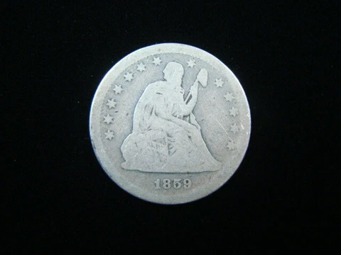 1859 Liberty Seated Silver Quarter Good+ 10605 Cover