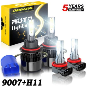 For Suzuki SX4 2007-2013 4x Combo 9007 & H11 LED Headlight Fog Light White Bulbs - Picture 1 of 17