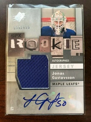 JONAS GUSTAVSSON Auto Jsy /499 RC 2009/10 SPx Rookie Jersey #176 Maple Leafs - Image 1 of 2