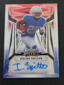 Isaiah Spiller 2023 Leaf Metal 1/1 Red White Blue Mojo Autograph Football Card - Picture 1 of 10
