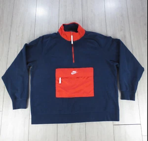 Sweat Polaire 1/2 Zip Oversized Col Montant Colorblock Nike Homme XL Bleu Polyes - Imagen 1 de 9