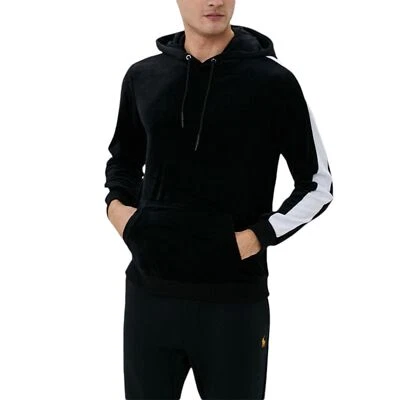 BRAVE SOUL Mens Hoodies Long Sleeve Pullover Velvet Black Tops Hooded Sweatshirt - Image 1 of 4