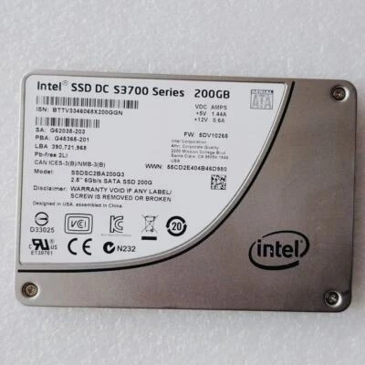 Intel S3700 200GB SSD SATA SSDSC2BA200G3 DC Series Solid State Drive Genuine - Image 1 of 2