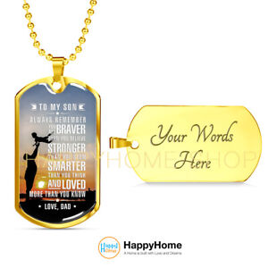Father and Son Dog Tag Birthday Gift for Son From Love Dad Always Remember -D337