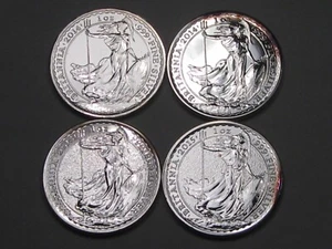 4 Silver TONED UK Great Britain Britannias: 2014(2), 2015(2) 1 oz .999 Silv. #7 - Picture 1 of 10