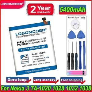 LOSONCOER 5400mAh HE319 Battery For Nokia 3 Nokia3 TA-1020 1028 1032 1038 Mobile