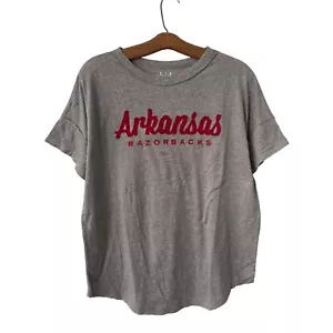 Pressbox Arkansas Razorbacks Short Sleeve T Shirt Womens S Gray Red College NEW - Picture 1 of 7