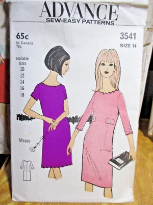 ADVANCE Sew-Easy Pattern 3541 Sz 14 Misses Vintage 60s NEW UNCUT 1965 - Image 1 of 4