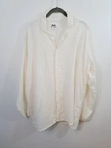 Flax By Jeanne Englehart White Linen Large Button-up Shirt Flaw - Picture 1 of 5