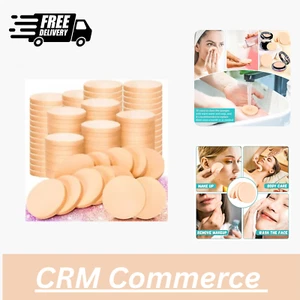 100 PCS Nude round Makeup Sponge, Cosmetic Sponge round Foam Pad Eye Facial Powd - Picture 1 of 12