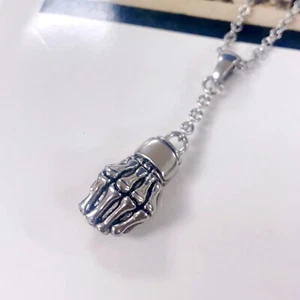 Collar de mano esqueleto pareja manos acero inoxidable colgante collar ideas de regalo - Imagen 1 de 6