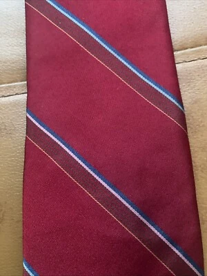 COLOURS By Alexander Julian 100% Silk Necktie USA Geometric Burgundy Stripe. - Image 1 of 4