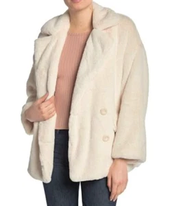 Free People Solid Kate Faux Fur Coat Jacket L IVORY Casual  BOHO NWT OB912466 - Picture 1 of 5