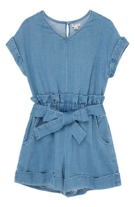HABITUAL Kids Girl's Stretch Blue Denim Romper - Picture 1 of 7