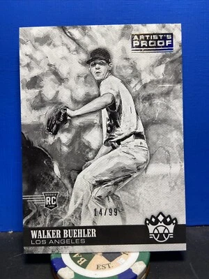 RC 2018 Panini Diamond Kings prueba de artista oro Walker Buehler novato 14/99 lote Foto 1 de 2