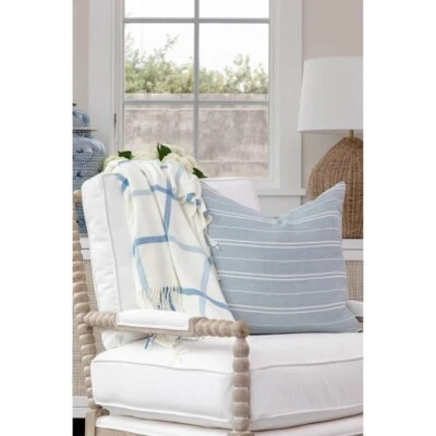 Coastal ocean harbor Stripe Linen pillows-4 Covers  22 X 22 - Image 1 of 4