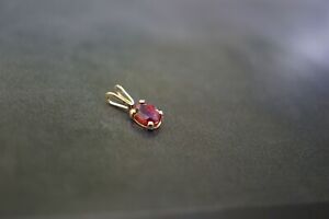 14Kt Gold-filled Red Ruby Pendant Choker Tiny Oval Pendant 4*12MM Gift for Her