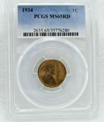 1934 US 1 Cent PCGS MS 65 RD - Image 1 of 4