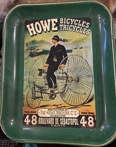 Vintage Rare Howe bicycles tricycles advertisement Heavy Metal Tray sign Old - Picture 1 of 2