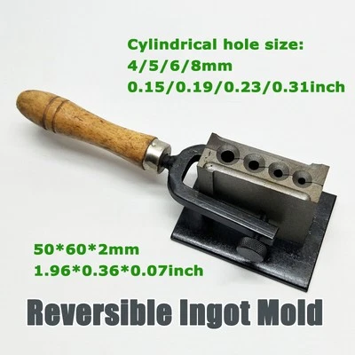 4 Holes Iron Groove Reversible Ingot Mold Silver Gold Casting Wire Sheet Melti ↑ - Image 1 of 4