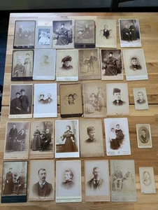Lot Of 30 Cabinet Card Photos Of Men, Women Children Kids 1800’s 1900’s Antique - Picture 1 of 9
