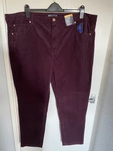 M&S Size 24 Burgundy Fine Cord Straight Cut Cords BNWT - Picture 1 of 5