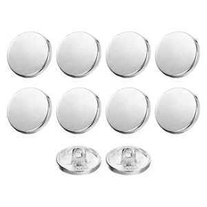 10pcs Metal Round Flat Sewing Buttons 15mm Alloy Button Silver Tone - Picture 1 of 9