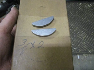 2 NOS No. TX  3/8" X 2" Woodruff Key Half Moon  Machine Pulley Sprocket Etc USA - Picture 1 of 4