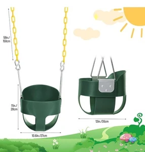 Kids Toddler Swing Seat with Coated Swing Chain High Back Full Bucket Tree Swing - Picture 1 of 6