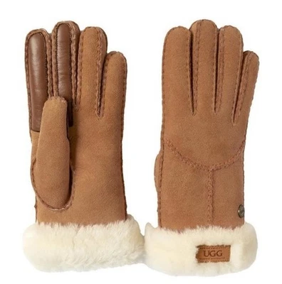 Guantes técnicos de piel de oveja con costura UGG en castaño talla mediana ¡Nuevos con etiquetas! Foto 1 de 4
