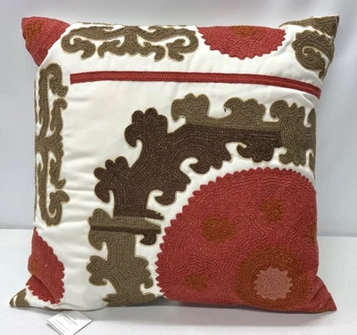 NEW Pottery Barn Suzani Embroidered OUTDOOR Pillow~24 x 24"~Warm Multi - Image 1 of 3