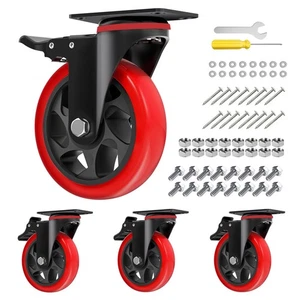5 inch Swivel Caster Wheels with Safety Total Lock, Total Capacity 1200lbs, 3... - Picture 1 of 1