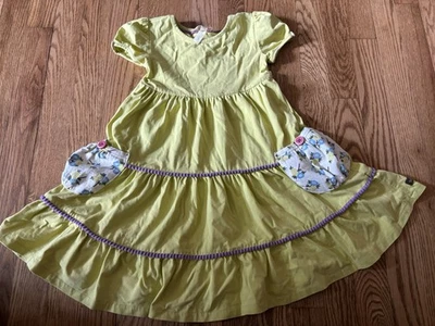 Matilda Jane Matinee Dress Girls 4 Make Believe Twirl Ruffle Tiered Green Long - Image 1 of 3