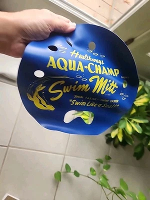 Old Pair 1940-50 Rubber Swim Mitts In Box - Healthways Aqua Champ Los Angeles CA - Image 1 of 4