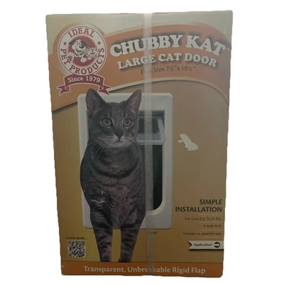 Chubby Kat Large Cat Door-Transparent, Unbreakable Flap Size 7 1/2" x 10 1/2" - Image 1 of 2