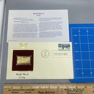 World War II 22kt Gold Stamps First Day of Issue 29 Cent D-DAY June 6, 1994 - Picture 1 of 4