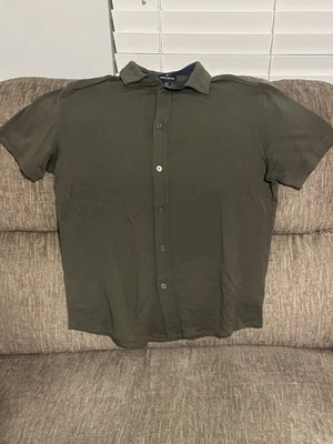 Men’s Daniel Hetcher Olive Button Up Polo Short Size Medium - Image 1 of 2