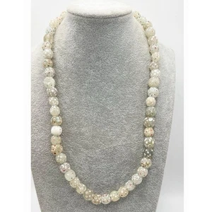 Old Tonal White Venetian Skunk Eye Beads 10-11mm African Trade Beads 90.2 Clasp - Picture 1 of 5