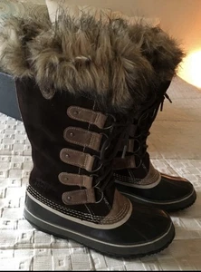 Sorel ❄️ Joan of Arctic Boots Suede Size 8/ Euro 40 Brown & Tan *EUC* - Picture 1 of 10
