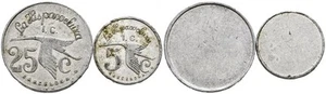 BARCELONA. Tokens. 5 Céntimos y 25 Céntimos. Hispano Suiza. EBC. - Imagen 1 de 1