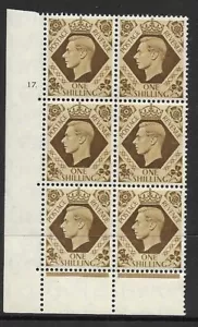 1939 1/- Bistre-Marrone 17 Punti perf 6B(E/P) blocco 6 NON MONTATI MINT - Foto 1 di 1