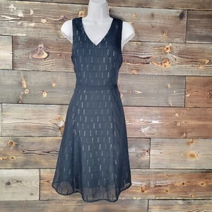 Banana Republic Double V Neck Fit & Flare A Line Black Party Dress Size 4 NWT - Picture 1 of 19