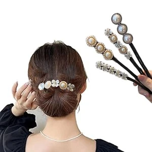 4 Pcs Hair Bun Maker-Shining Flowers Deft Bun Maker Magic Donut Hair Bun Make... - Picture 1 of 6