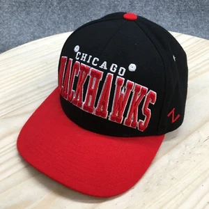 Chicago Blackhawks Snapback Cap Hat Mens One Size Black NHL Flat Brim Zephyr - Picture 1 of 12