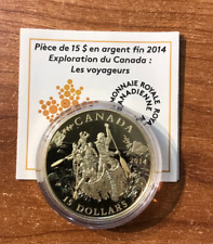2014 $15  Fine silver Exploring Canada , The Voyageurs