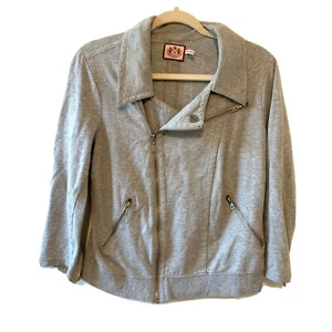 Juicy Couture Jacket Womens XL Gray Soft Moto Long Sleeve Cotton Blend - Picture 1 of 5