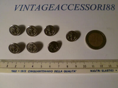 7 BOTTONI SET CAMICIA ANCORA MARINA MARINAI COLOR ARGENTO SCURO DIAMETRO 1,4 CM - Immagine 1 di 4