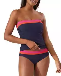 Tommy Bahama X6508 Island Cays Color Block Bandeau Tankini Top, Navy, XL - Picture 1 of 3