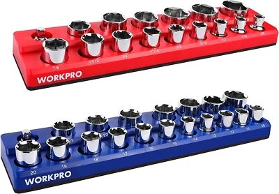 WORKPRO 1/2-inch Magnetic Socket Organizer Set 2-Piece SAE & Metric Plastic NEW - Image 1 of 4
